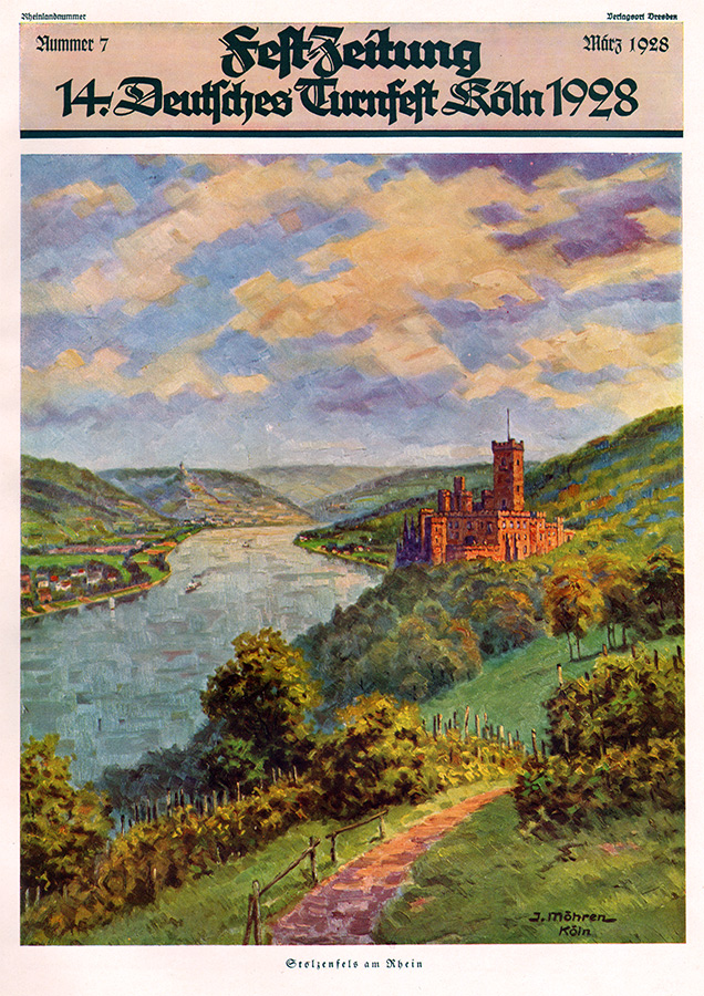 Festzeitung mit Darstellung der Burg Stolzenfels am Rhein
