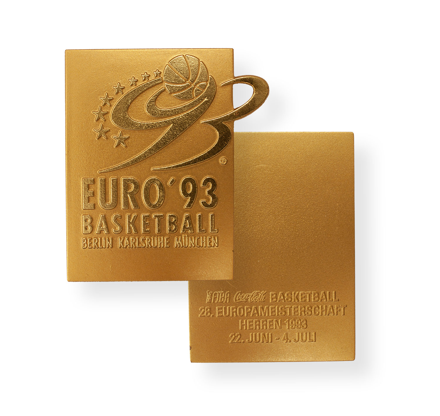 Viereckige Medaille mit der Aufschrift EURO 93