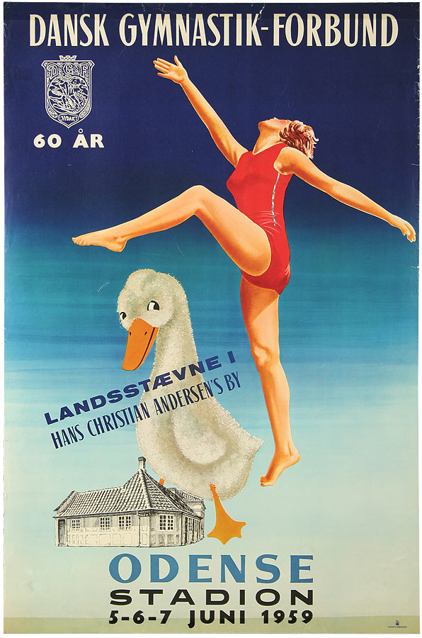 Plakat mit Abbildung einer Gymnastin und einer Gans