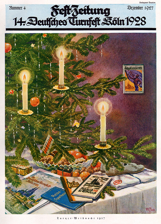 Festzeitung mit Illustration eines Christbaums mit Kerzen