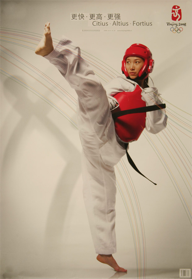 Plakat mit Abbildung einer Taekwondo-Athletin