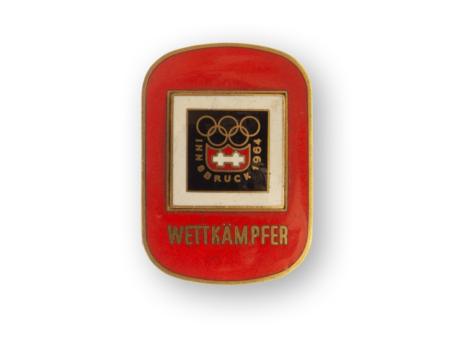 Offizielles Teilnehmerabzeichen von den Olympischen Winterspielen 1968 in Grenoble.