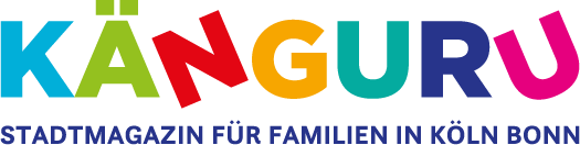 Logo des Känguru-Magazins mit Untertitel "Stadtmagazin für Familien in Köln"