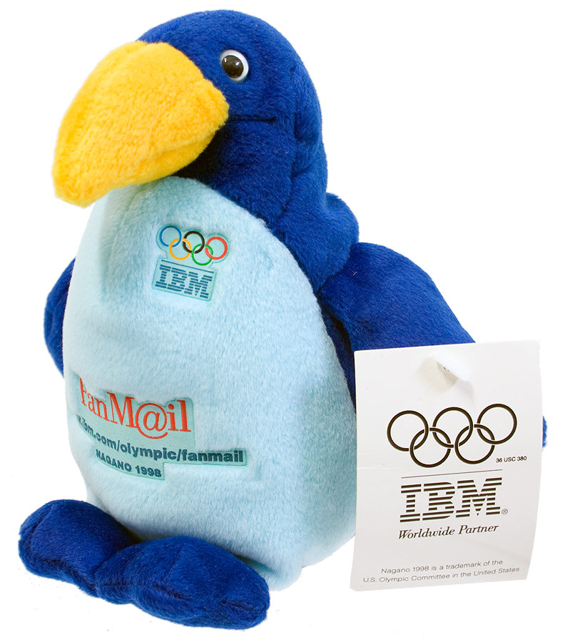 Plüschfigur eines blauen Pinguins
