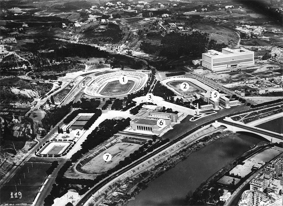 Fotografie des Olympiageländes von oben