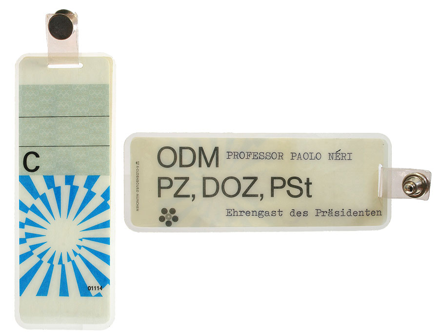 Abzeichen mit blauem Logo der Olympischen Spiele in München, 1972