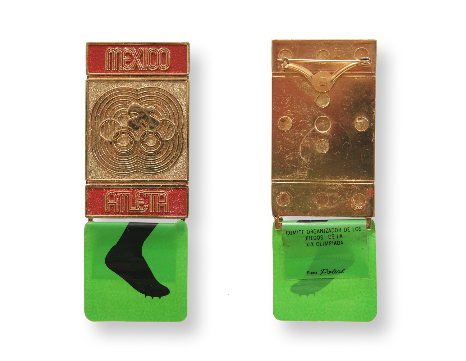 Teilnehmerabzeichen von den Olympischen Spielen 1968 in Mexiko von Heidemarie Rosendahl.