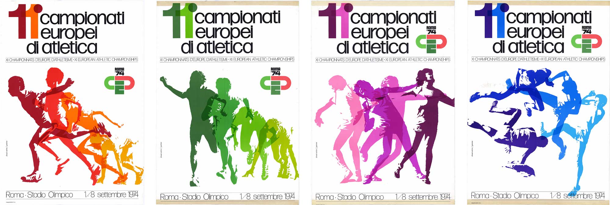 Weiße Poster mit farbigen Abbildung verschiedener Sportarten aus der Leichtathletik