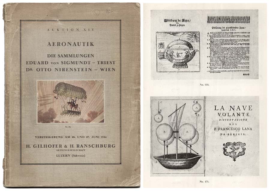 Auktionskatalog mit Abbildung verschiedener Fluggeräte