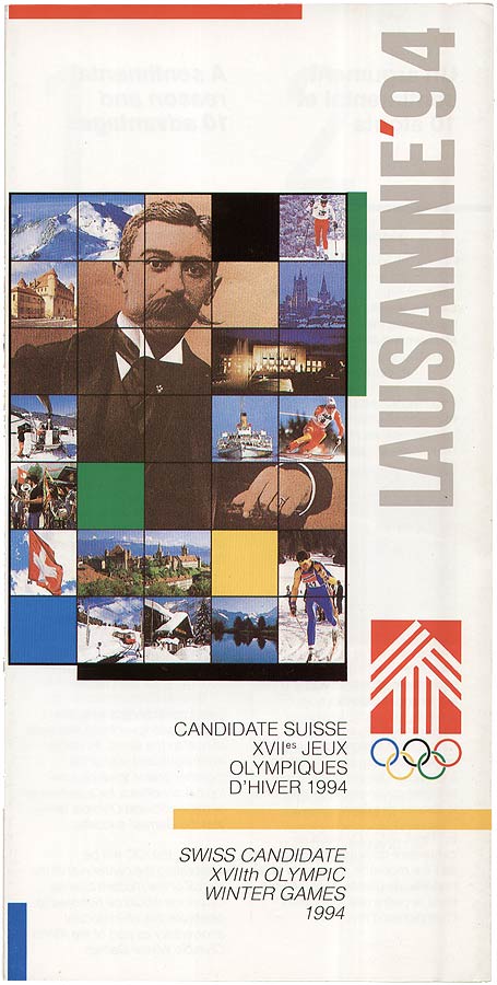 Faltblatt mit verschiedenen Abbildung mit Bezug zu Lausanne oder der Schweiz