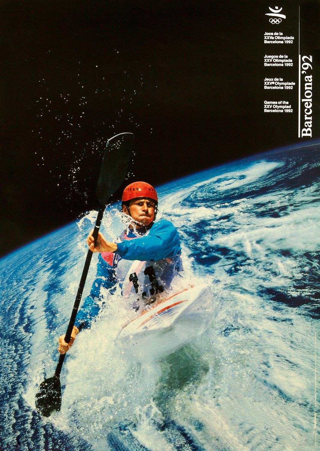 Plakat mit Abbildung eines Kanuten. Im Hintergrund der Planet Erde